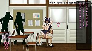 Cute girl is having sex with a man in college in breeding log hentai game