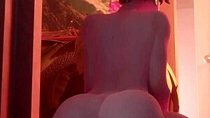 Mercy from Overwatch indulges in solo masturbation in this anime scene, her fingers exploring her body intensely.