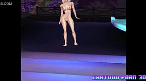 Nude Cartoon Model Dances in 3D Animation Scene