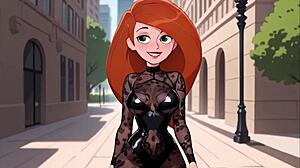 i watch the redhead cartoon girl try on black lingerie
