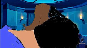 Seks Animation Med Sort Ebony Mundarbejde Og Licking