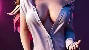 Ahri's intense seductive dance in 3d hentai cosplay league of legends