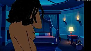 Sex animation with black ebony cunilingus and licking