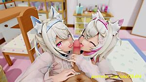 FuwamocoがNovrから激しいフェラを受ける3D Hololive Hentai