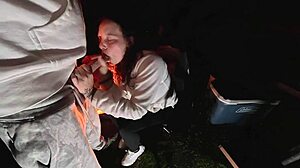 Wife BENT OVER and USED outside at camp TRYING to get caught