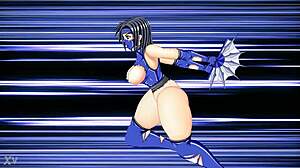 Kitana hot ninja belly punched in wrestle