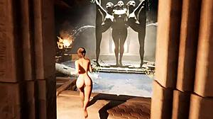 Lara chooses her hole for new guests in hentai game