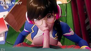 Overwatch Dva Performs Deepthroat Blowjob