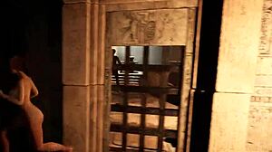 Lara chooses her hole for new guests in hentai game