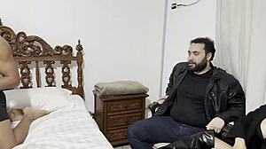 two big cocks fuck pussy in front of cuckold couple