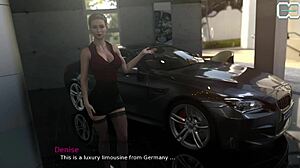 במשחק התשוקה הדמוי, דניס נותנת יד כדי למכור מכונית.