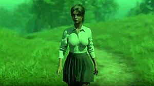 University girl transforms in strange village