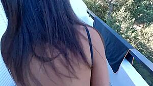 Sheila Ortega caught morning fuck on Ibiza terrace