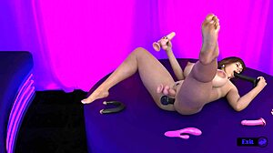 can a bimbo stripper handle five dildos at once in kink maker hentai game