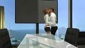 A muscular boss fucks his slutty secretary in the office.