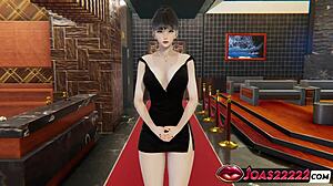 yayoi's black dress blowjob ends in massive cumshot