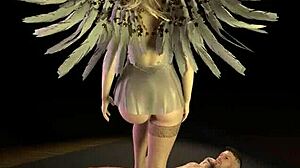 geeky angel girl in pov footjob scene