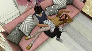 Skinny anime fan couple enjoy anal sex in pantyhose 😍