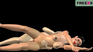 An animated video of a japanese man and indian girl in spoon position