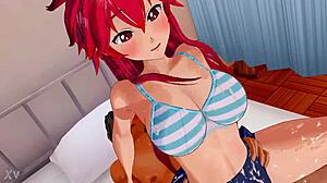 Ruivinha med deilige pupper fra anime hentai rir reverse cowgirl så godt