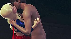 Superwoman Seduced in Park with Vibrator