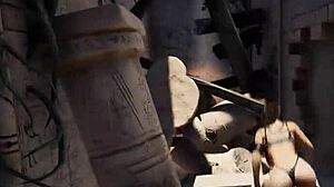 Ancient statue awakens to fill lara's pussy with sperm in 3d hentai game