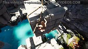 Ancient statue awakens to fill lara's pussy with sperm in 3d hentai game