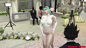 Bulma's wedding turns erotic as husband watches old man fuck her ass!