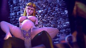 Sexy zelda with round butt enjoys long cock inside