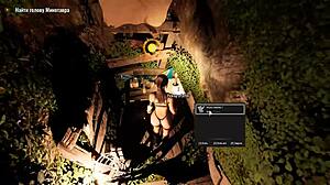 lara croft intensely stretches tight pussy with thick glass bottle in hentai game