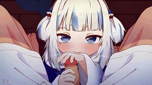 Gawr Gura χτυπάει καυλί σε hentai χειρομασία