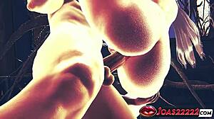 Wow! Hot blue-haired princess with pierced nipples in anal doggystyle, lifting to missionary with tight pussy close-ups and massive cum inside!