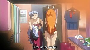 Bunny hooker in uniform gets hardcore anal fucking by business men in intense hentai scene