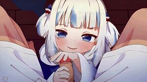 Gawr Gura drka kurca v hentai handjobu