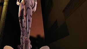 halloween witch elsa sexy anime girl in stockings - intense titjob and footjob stimulation