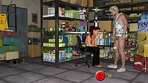 the cashier receives an unexpected facial in this 3d hentai game kink maker, surprising her routine