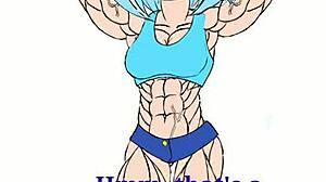 فوبوكي نمو عضلات مع حبيبة مرنة في شورتات مثيرة وملابس جميلة