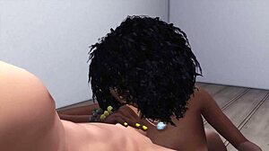 Hot African Girl Enjoys Big Cock Deepthroat and Riding in Sims Hentai!