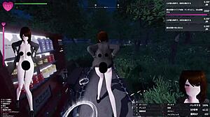 3m tall girl Manaka exposes secretly in night park