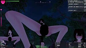 หญิงตัวสูง 3 เมตร มานากะ แสดงตัวลับๆ ในสวนกลางคืน