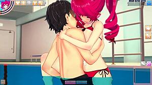 Bikini Kasane Teto and guy fuck in pool