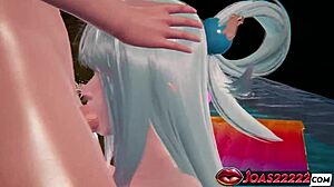 Big Tits Aqua Handjob Deepthroat Cumshot