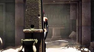 Lara as tifa: horny stone statue's big cock pounds her tight pussy.