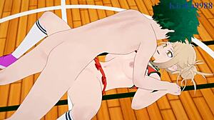 Himiko Toga and Mitsuki Bakugo Cheerleader Intense Sex with Izuku Midoriya in My Hero Academia Hentai
