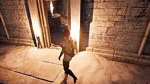 Lara as tifa: horny stone statue's big cock pounds her tight pussy.