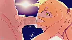 フィッシュルがヘンタイアニメでビッグチンポをフェラ 😈