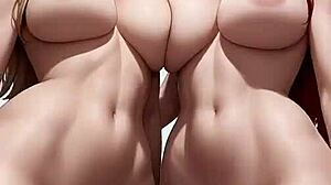 Рыжая и блонда танцуют и целуются в AI анимации