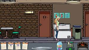 Jenny's first day as waitress? Hentai game!