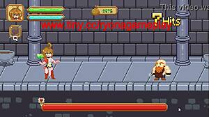 Cute female warrior has sex with men in pleasure climb new hentai game video