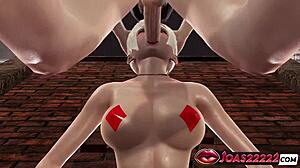 glory hole experience with hot silvia in a red dress - tongue licking deepthroat mouth fuck and cumshots in rule34 animation